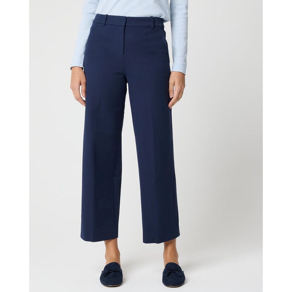 J.CREW Cotton-Blend Remy Wide-Leg Crop Pant 00P Navy Blue Slant Pockets NWT B75